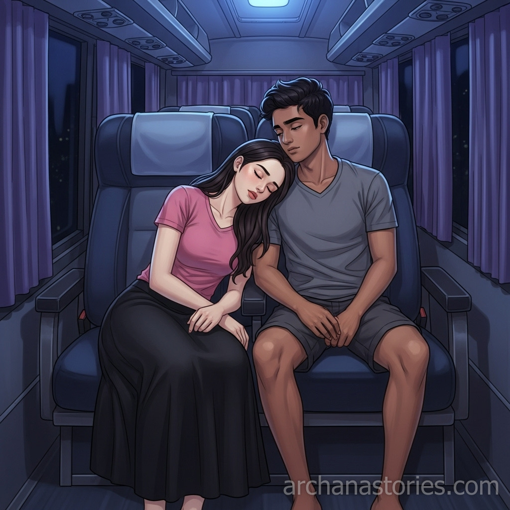 Archana sleeping on Sarath's shoulder