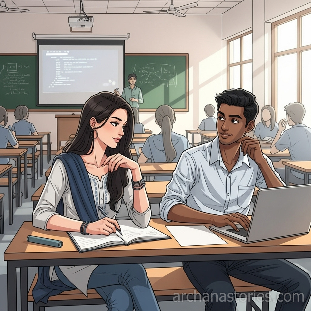 Archana and Sarath in college classroom